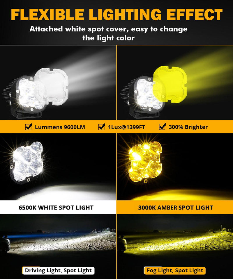 Load image into Gallery viewer, XP-ULTRA Series 3 Inch 80W Spot Beam LED Pods Amber&amp;White Offroad Lights
