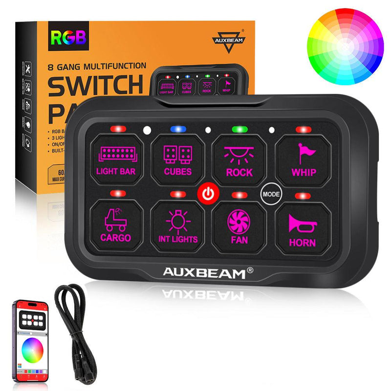 Load image into Gallery viewer, AR-800 RGB Switch Panel with APP+52 Inch 5D-PRO LED Light Bar, Toggle/ Momentary/ Pulsed Mode Supported
