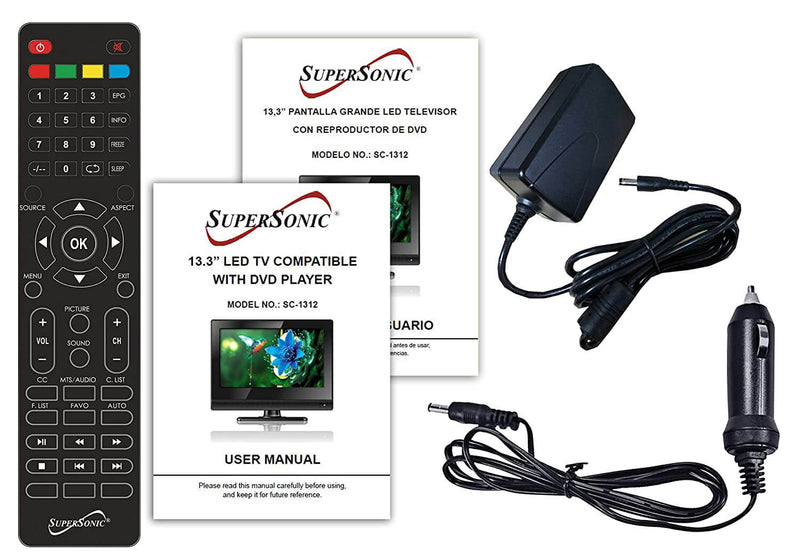 Load image into Gallery viewer, Supersonic 13.3" 12 Volt AC/DC LED HDTV with DVD Player, USB, SD Card Reader and HDMI
