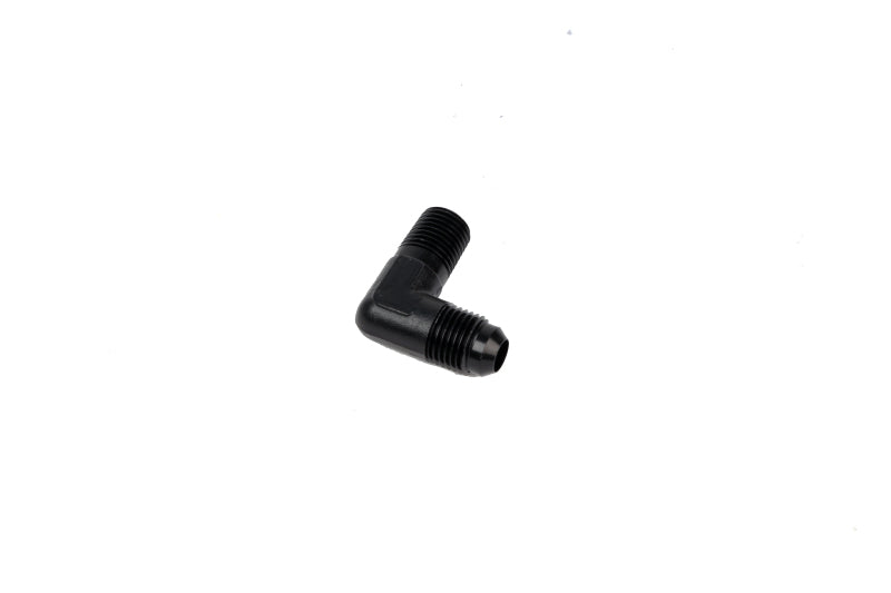 Load image into Gallery viewer, Aeromotive Fitting Elbow 1/4in-MNPT to AN-06 90-Deg Black 15666
