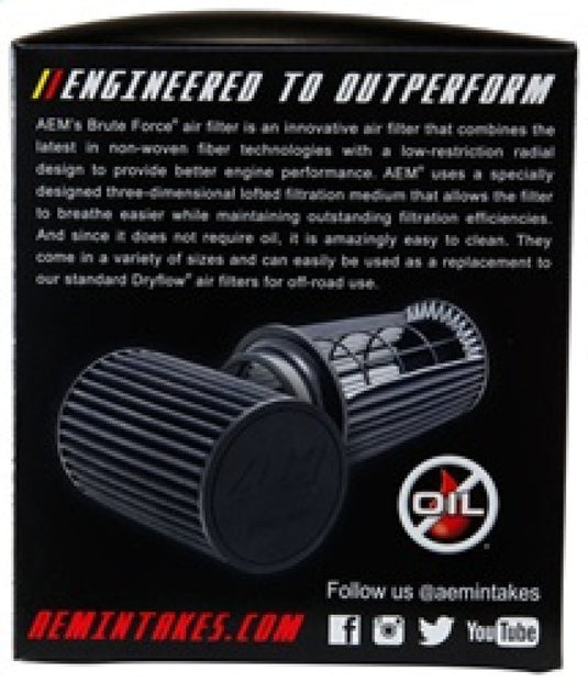AEM Induction AEM Dryflow 3.25in. X 5in. Round Tapered Air Filter 21-2110BF