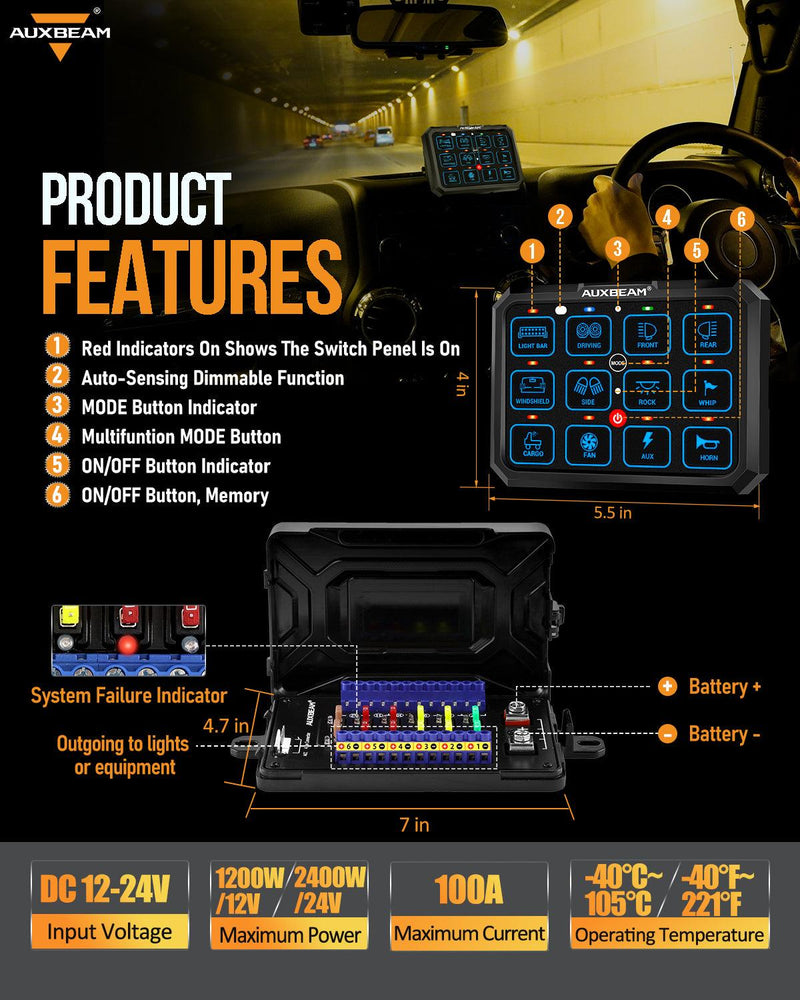 Load image into Gallery viewer, RGB Series 6/8/12 Gang LED Switch Panel,Off Road Light Controller
