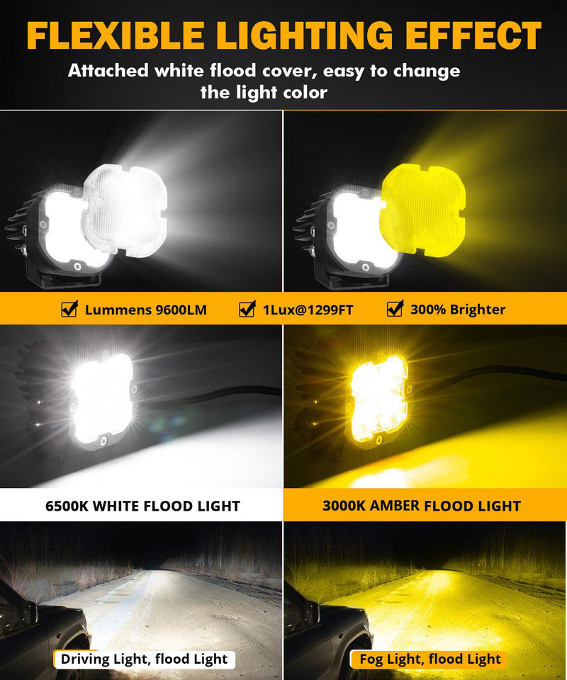 Load image into Gallery viewer, XP-ULTRA Series 3 Inch 80W Flood Beam LED Pods Amber&amp;White Offroad Lights
