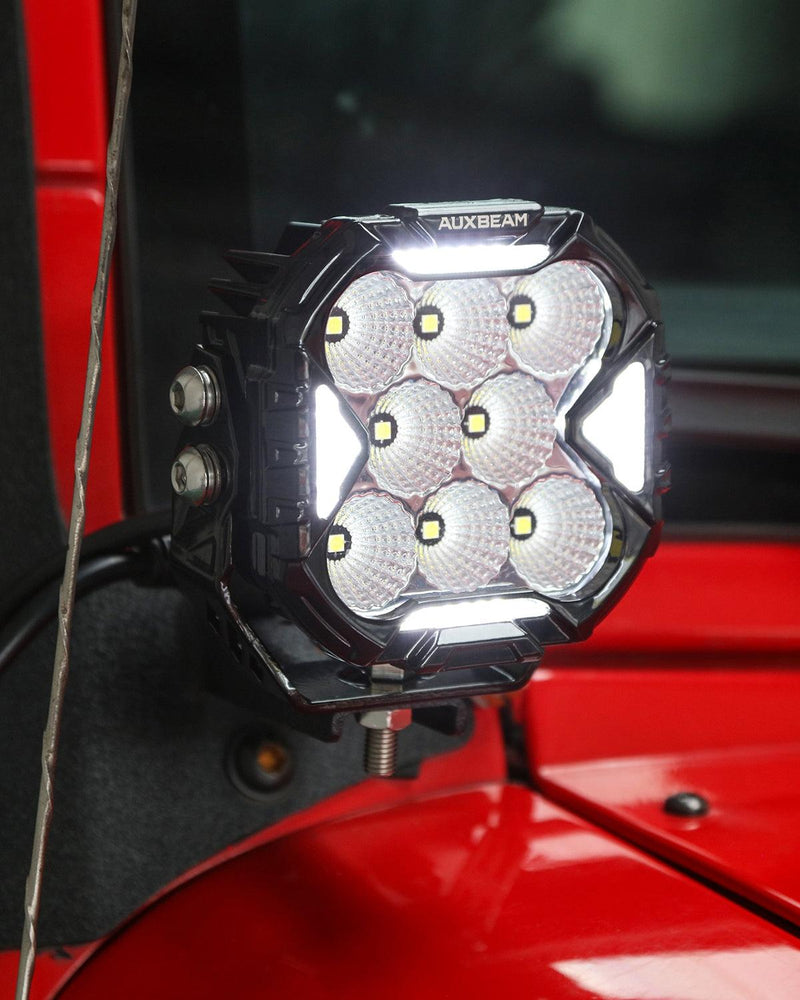 Load image into Gallery viewer, CUBE-Z Series 4 Inch Flood LED Pod Lights Off Road Lights with White DRL &amp; Amber Turn Signal Lights
