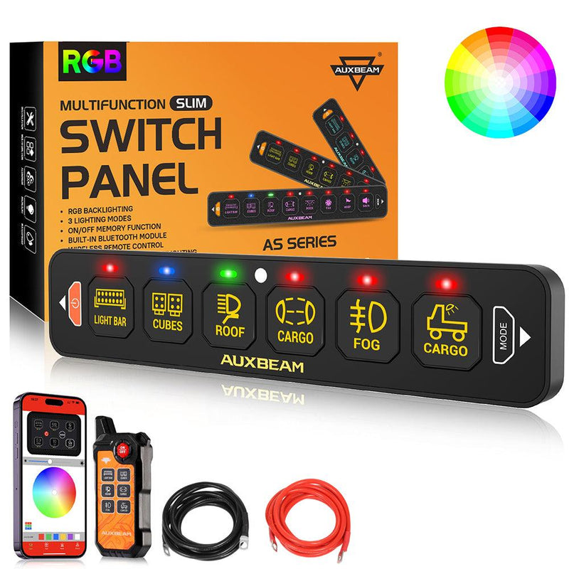 Load image into Gallery viewer, AS Series 4/6/8 Gang RGB Slim Switch Panel with APP&amp;Remote Control, Toggle/ Momentary/ Pulsed Mode Supported(One-Sided Outlet)
