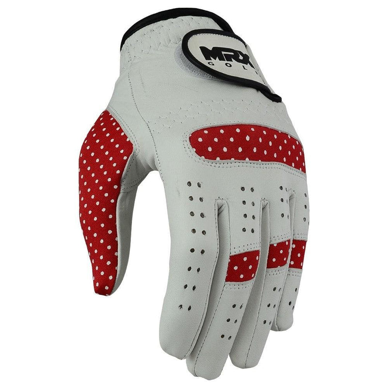Load image into Gallery viewer, New Women's Golf Gloves Left Hand Cabretta Leather White Red
