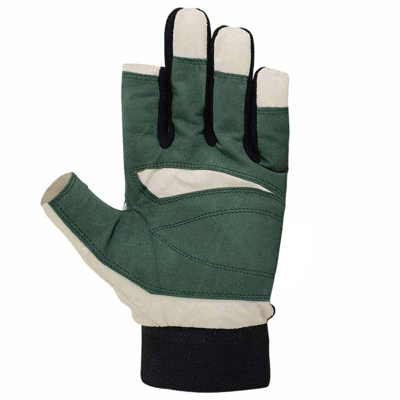 Load image into Gallery viewer, Sailing Gloves Cut Finger Style Green Blue Amara Leather Glove
