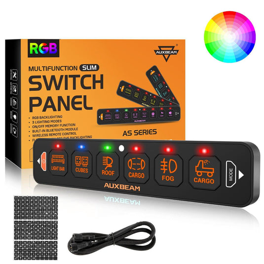 AS-R60 RGB Slim Switch Panel, Toggle/ Momentary/ Pulsed Mode Supported(One-Sided Outlet)