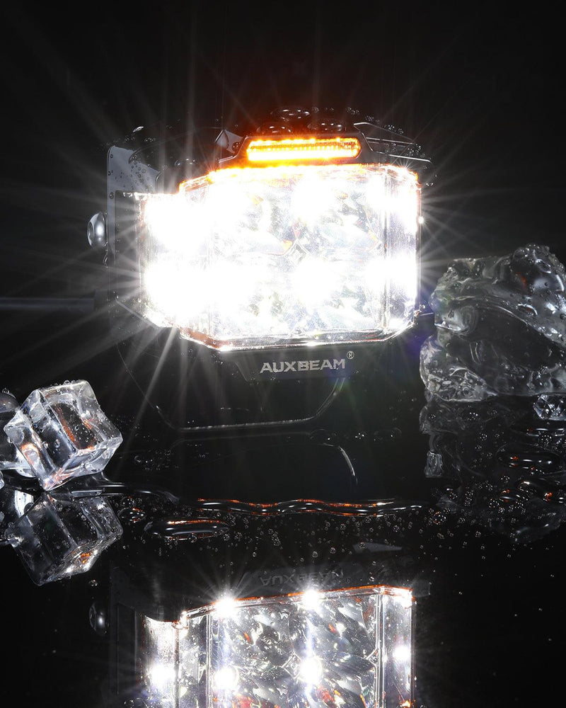 Load image into Gallery viewer, V-MAX Series | 4 Inch 92W 8960LM Combo Beam Side Shooter LED Square Pod Lights with Amber DRL
