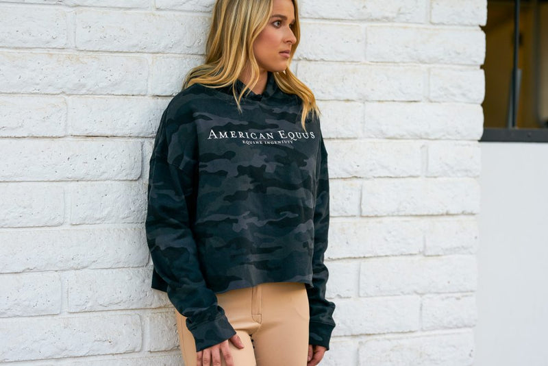 Load image into Gallery viewer, American Equus Technical Training Camo Crop Top Hoodie
