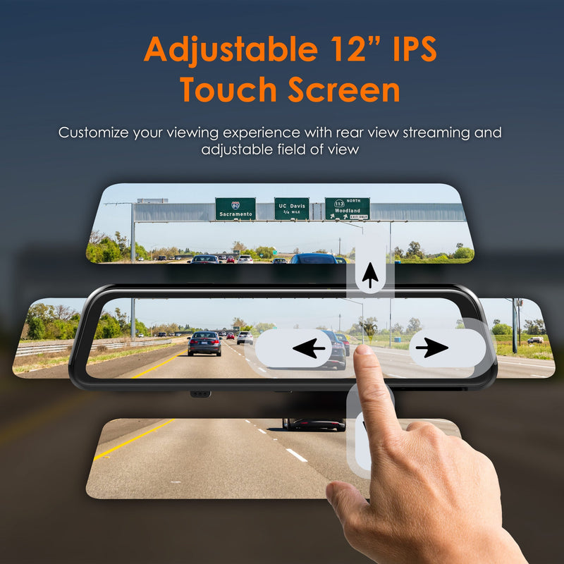 Load image into Gallery viewer, RexingUSA M2 MAX – 2-Channel Mirror Dash Cam w/ 12” IPS Touch Screen, 4K + 1080p, Wi-Fi, GPS, ADAS,Loop Recording, Backup Camera, Parking Mode, Collision Detection
