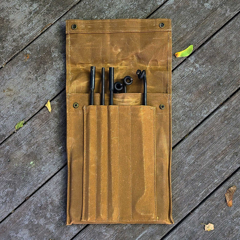 Load image into Gallery viewer, BattlBox Bushcraft Swivel Grill Set w/ Waxed Canvas Carrying Case
