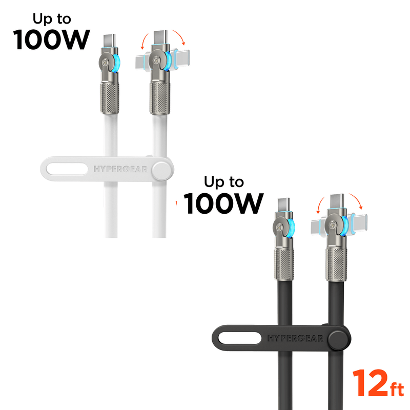 Load image into Gallery viewer, HyperGear Chunky180° 100W USB-C to USB-C Rugged Fast Charge Cable 12ft
