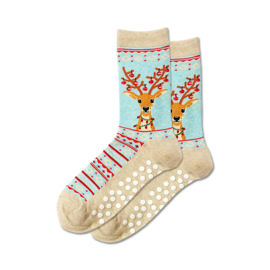 Fuzzy Reindeer Non-Skid Slipper