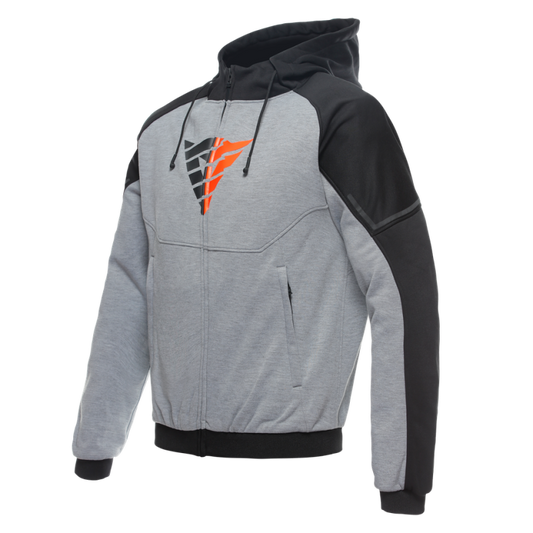 Dainese Daemon-X Safety Hoodie Full-Zip Melange-Gray/Black/Red Size - 54