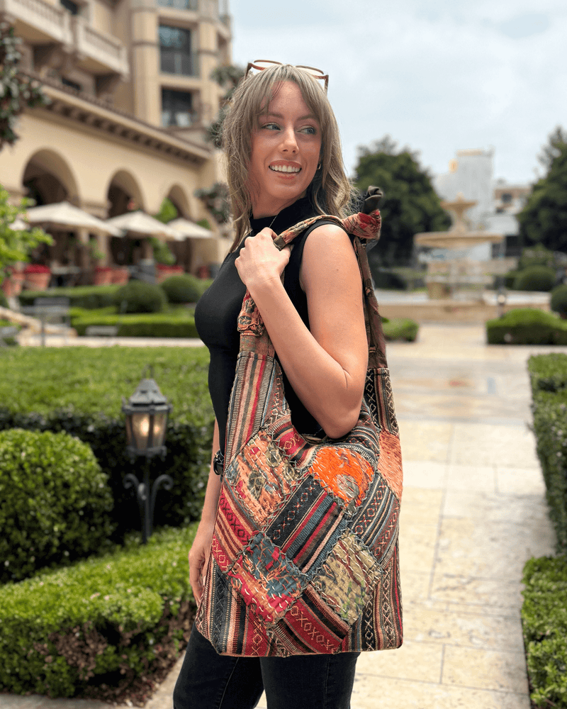 Load image into Gallery viewer, Kathmandu Collection Quilted Patchwork Hobo Bag
