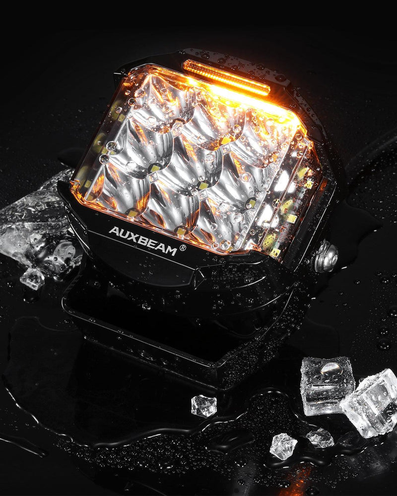 Load image into Gallery viewer, V-MAX Series | 5 Inch 168W 16440LM Combo Beam Side Shooter LED Round Pod Lights with Amber DRL
