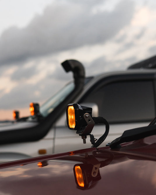 Color Play Series 3 Inch 100W LED Pod Lights Off Road Lights with White DRL & Amber Turn Signal Lights