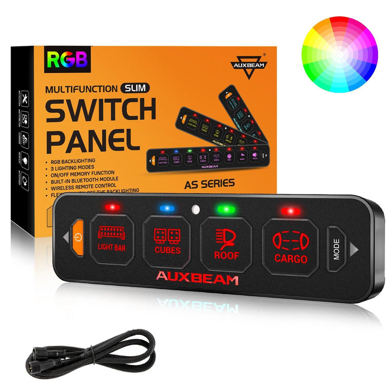 Load image into Gallery viewer, AS-R40 RGB Slim Switch Panel, Toggle/ Momentary/ Pulsed Mode Supported(One-Sided Outlet)
