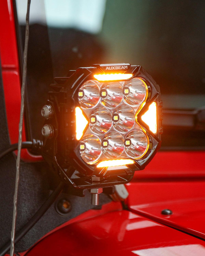 Load image into Gallery viewer, CUBE-Z Series 4 Inch Spot LED Pod Lights Off Road Lights with White DRL &amp; Amber Turn Signal Lights
