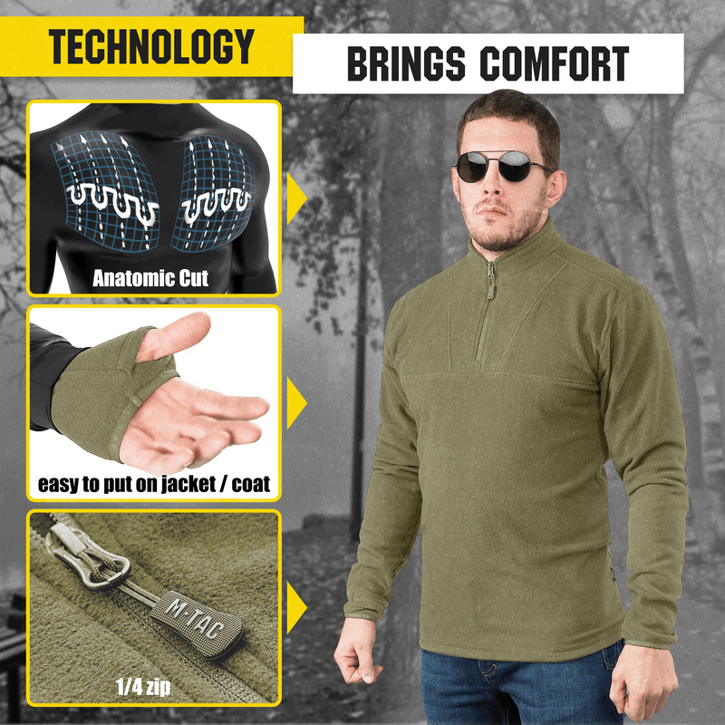 Load image into Gallery viewer, M-Tac Delta Fleece Jacket - Tactical Underwear Top Sweater 1/4 Zip

