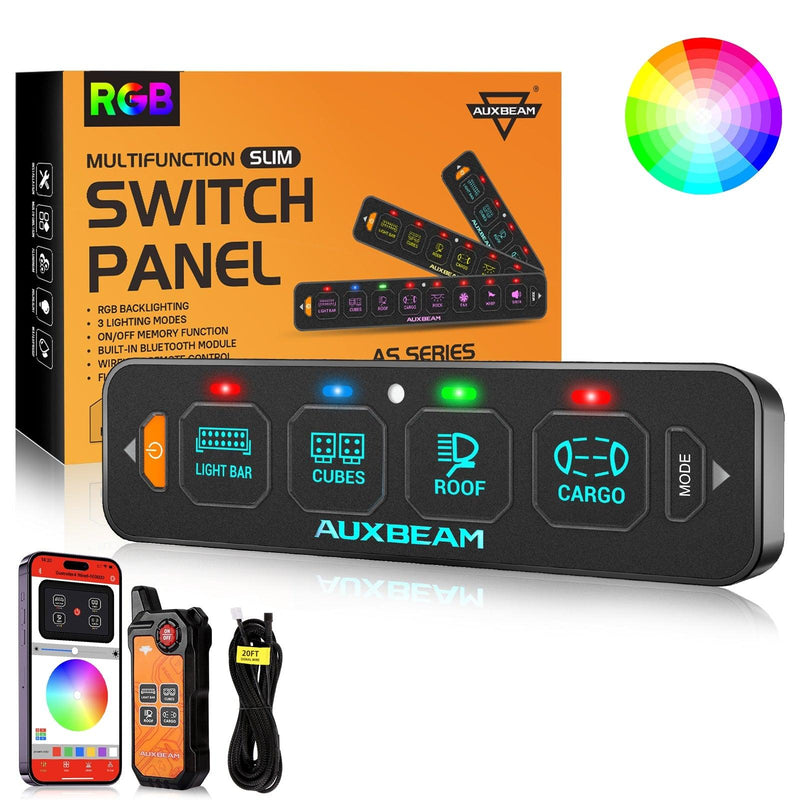 Load image into Gallery viewer, AS Series 4/6/8 Gang RGB Slim Switch Panel with APP&amp;Remote Control, Toggle/ Momentary/ Pulsed Mode Supported(One-Sided Outlet)

