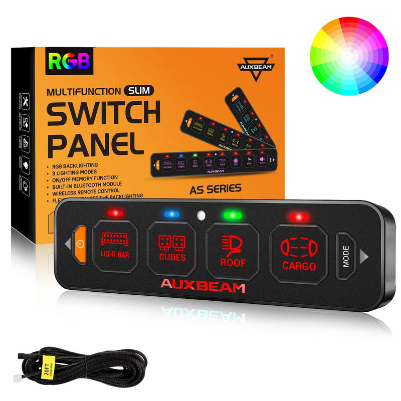 Load image into Gallery viewer, AS-R40 RGB Slim Switch Panel, Toggle/ Momentary/ Pulsed Mode Supported(One-Sided Outlet)
