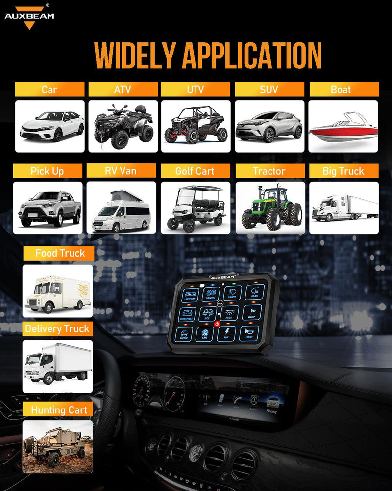Load image into Gallery viewer, RB120 RGB Switch Panel, Toggle/ Momentary/ Pulsed Mode Supported (Two-Sided Outlet)
