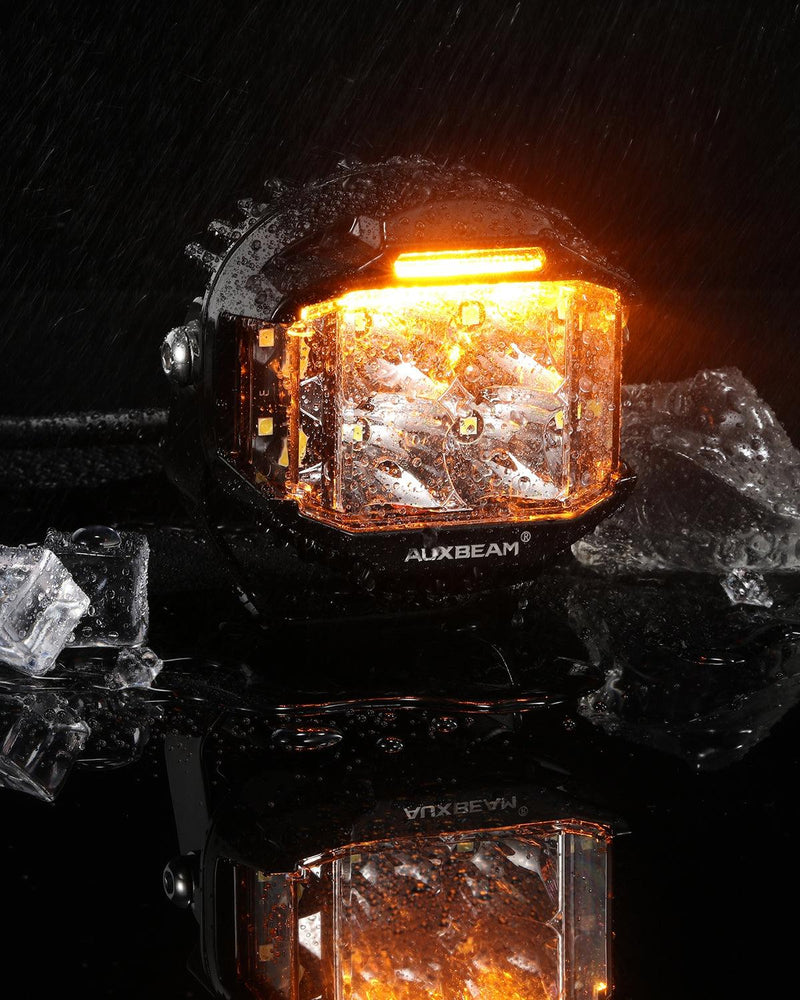 Load image into Gallery viewer, V-MAX Series | 4 Inch 92W 8960LM Combo Beam Side Shooter LED Round Pod Lights with Amber DRL
