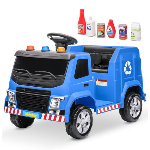 Kidzone 6V Garbage Truck Ride On Toy with LED Lights and Recycling Accessories