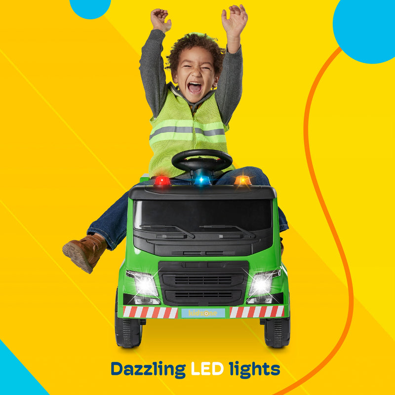 Load image into Gallery viewer, Kidzone 6V Garbage Truck Ride On Toy with LED Lights and Recycling Accessories
