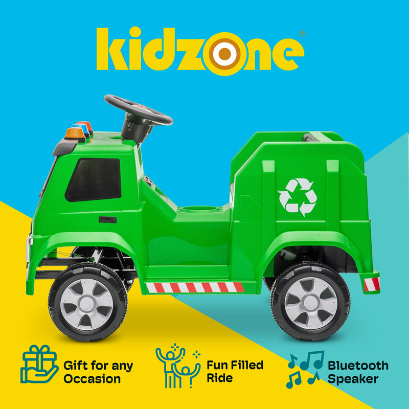 Load image into Gallery viewer, Kidzone 6V Garbage Truck Ride On Toy with LED Lights and Recycling Accessories

