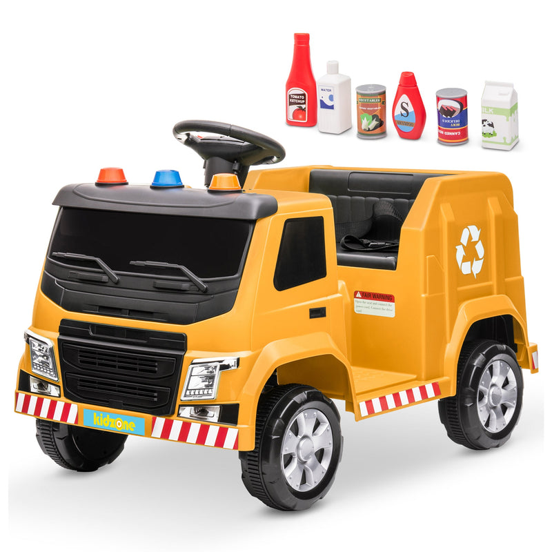 Load image into Gallery viewer, Kidzone 6V Garbage Truck Ride On Toy with LED Lights and Recycling Accessories
