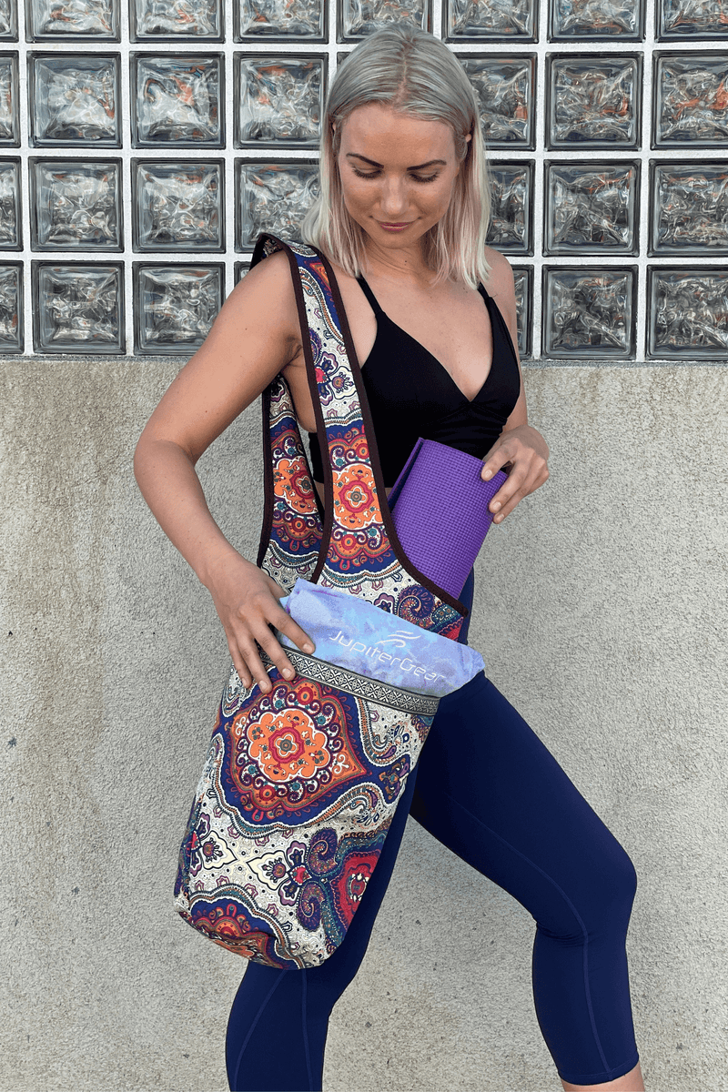 Load image into Gallery viewer, JupiterGear Yoga Mat Carrying Tote Bag with Large Pockets
