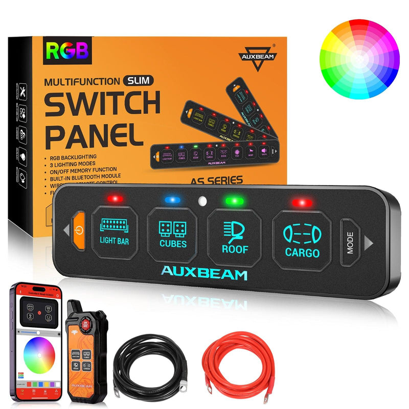 Load image into Gallery viewer, AS-400 RGB Slim Switch Panel with APP&amp;Remote Control, Toggle/ Momentary/ Pulsed Mode Supported(One-Sided Outlet)
