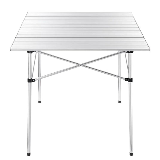 Easy Roll Aluminum Camping & Picnic Table (27x27.5in) - Heavy Duty