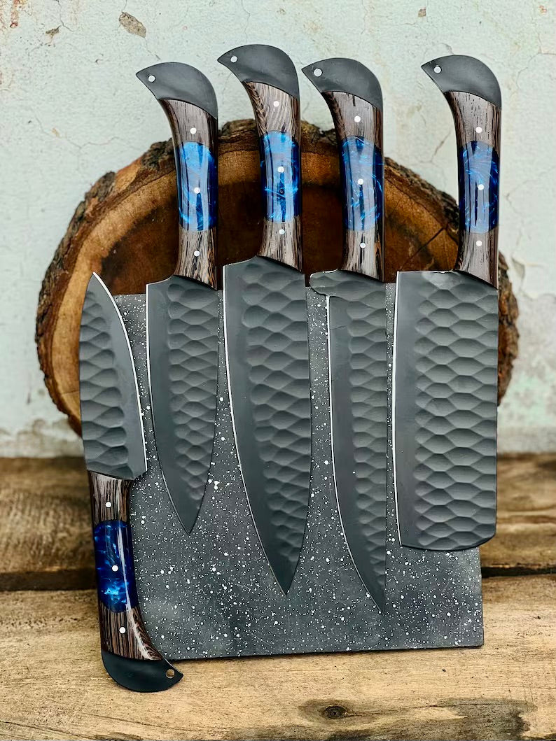 Load image into Gallery viewer, Handmade Damascus Steel Chef Knife Set – Perfect Wedding &amp; Valentine’s Day Gift
