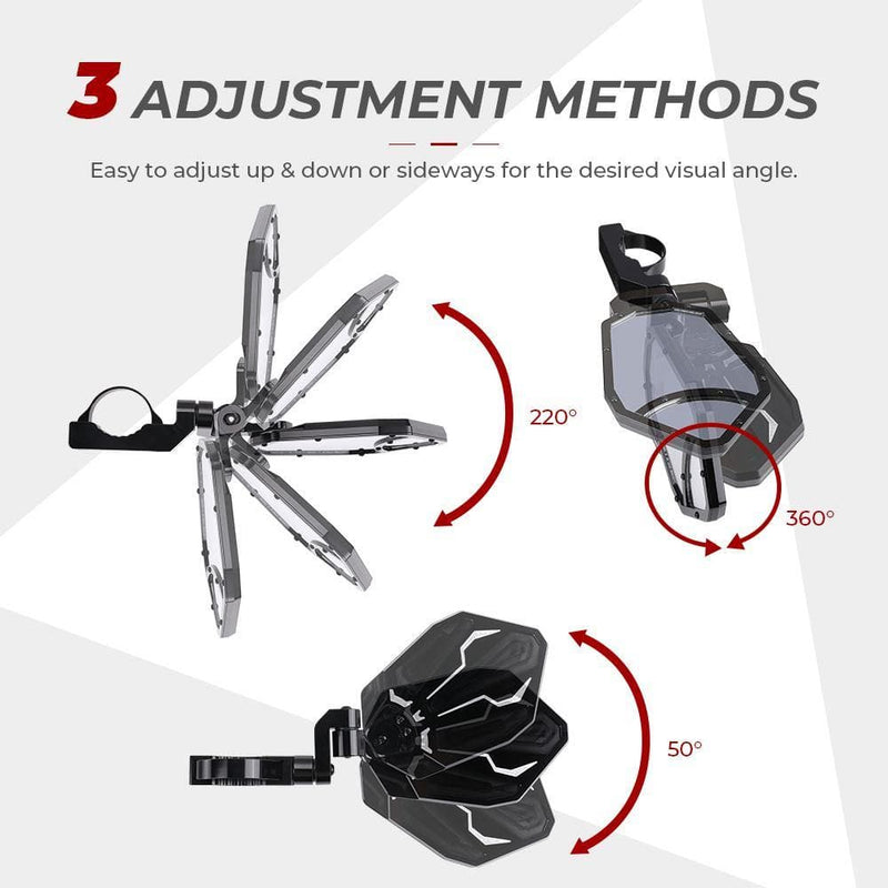 Load image into Gallery viewer, UTV 1.65"-2" Rear View Mirror &amp; 1.6"-2" Round Tube Side Mirror
