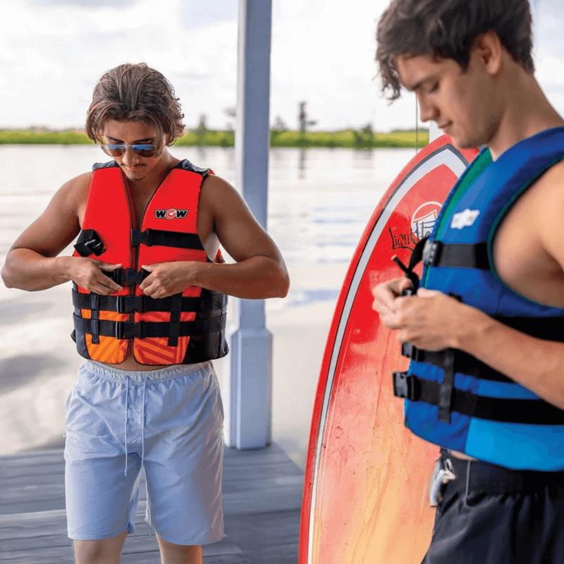 Load image into Gallery viewer, WOW Watersports Vis-Wave Adult Life Vest Red
