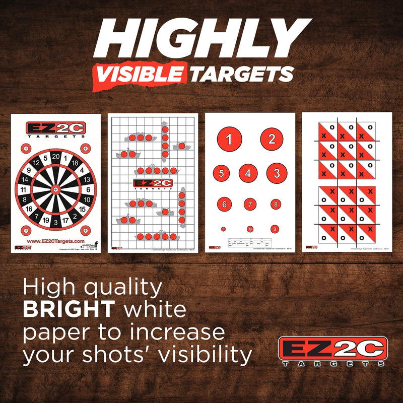 Load image into Gallery viewer, EZ2C Four Fun Game Styles: Paper Targets Shooting Range 11"x17" USA MADE
