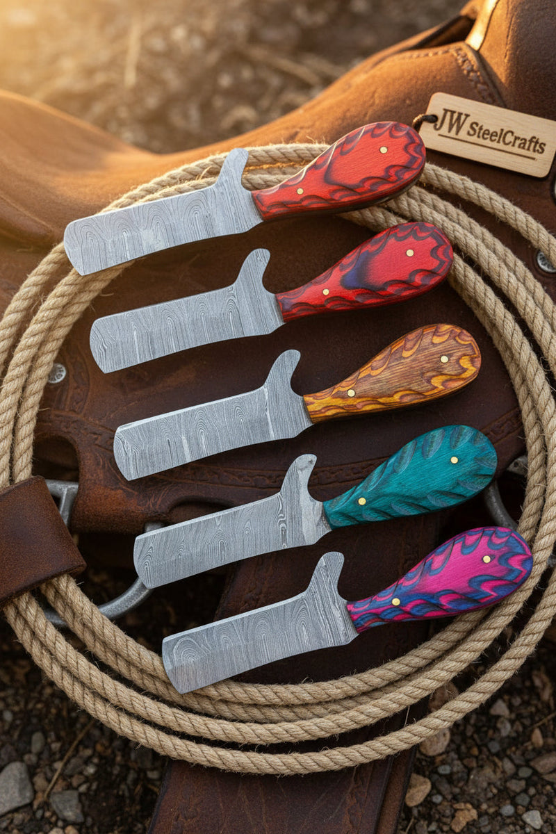Load image into Gallery viewer, Rainbow Ridge Bull Cutter Set of 5 Handmade High Carbon Steel 7 inches
