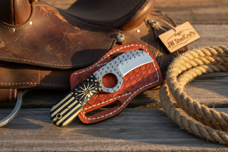 Load image into Gallery viewer, Liberty Star Talon Karambit 5" with American flag engraved handle
