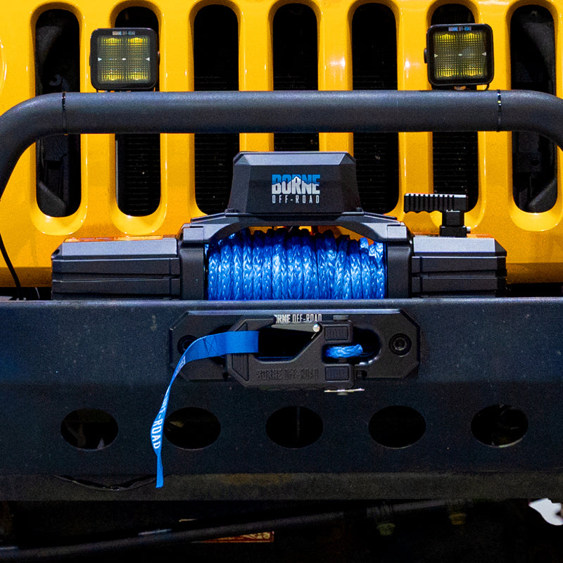 Load image into Gallery viewer, Borne Off-Road 10K Winch - Blue Synthetic Rope
