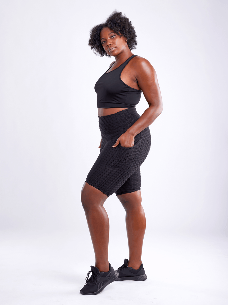 Load image into Gallery viewer, JupiterGear High-Waisted Scrunch Yoga Shorts with Hip Pockets
