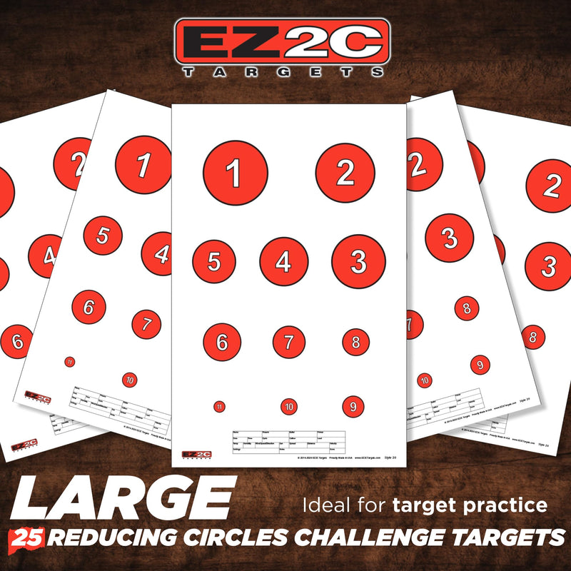 Load image into Gallery viewer, EZ2C Targets #20/RD7: Reducing Circles Paper Shooting Targets 11"x17" USA Made
