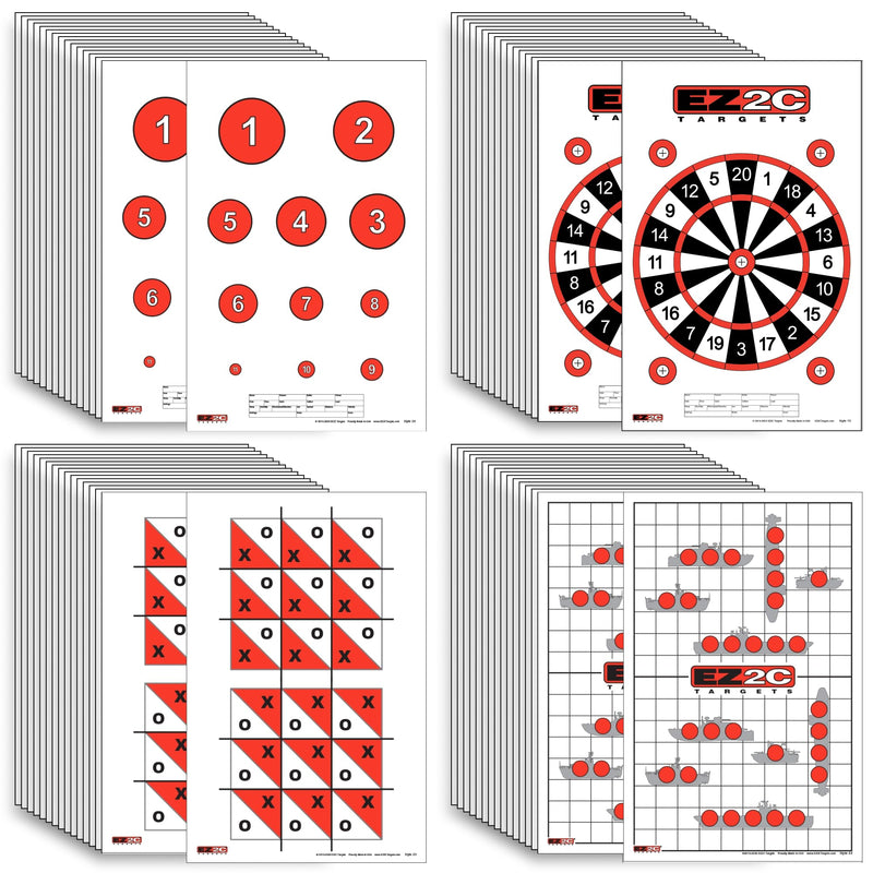 Load image into Gallery viewer, EZ2C Four Fun Game Styles: Paper Targets Shooting Range 11"x17" USA MADE
