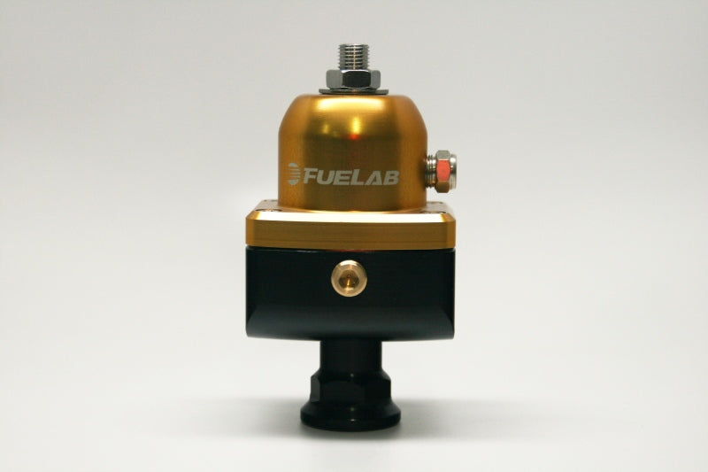 Load image into Gallery viewer, Fuelab 555 Carb Adjustable FPR Blocking 1-3 PSI (1) -8AN In (2) -8AN Out - Gold

