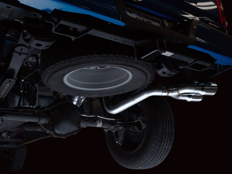 Load image into Gallery viewer, AWE 0FG 21+ Ford F150 Dual Side Exit Cat-Back Exhaust- 4.5in Chrome Silver Tips
