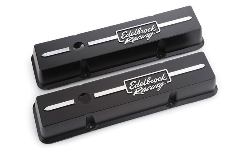 Load image into Gallery viewer, Edelbrock Valve Cover Racing Series Chevrolet 1959-1986 262-400 CI V8 Low Black
