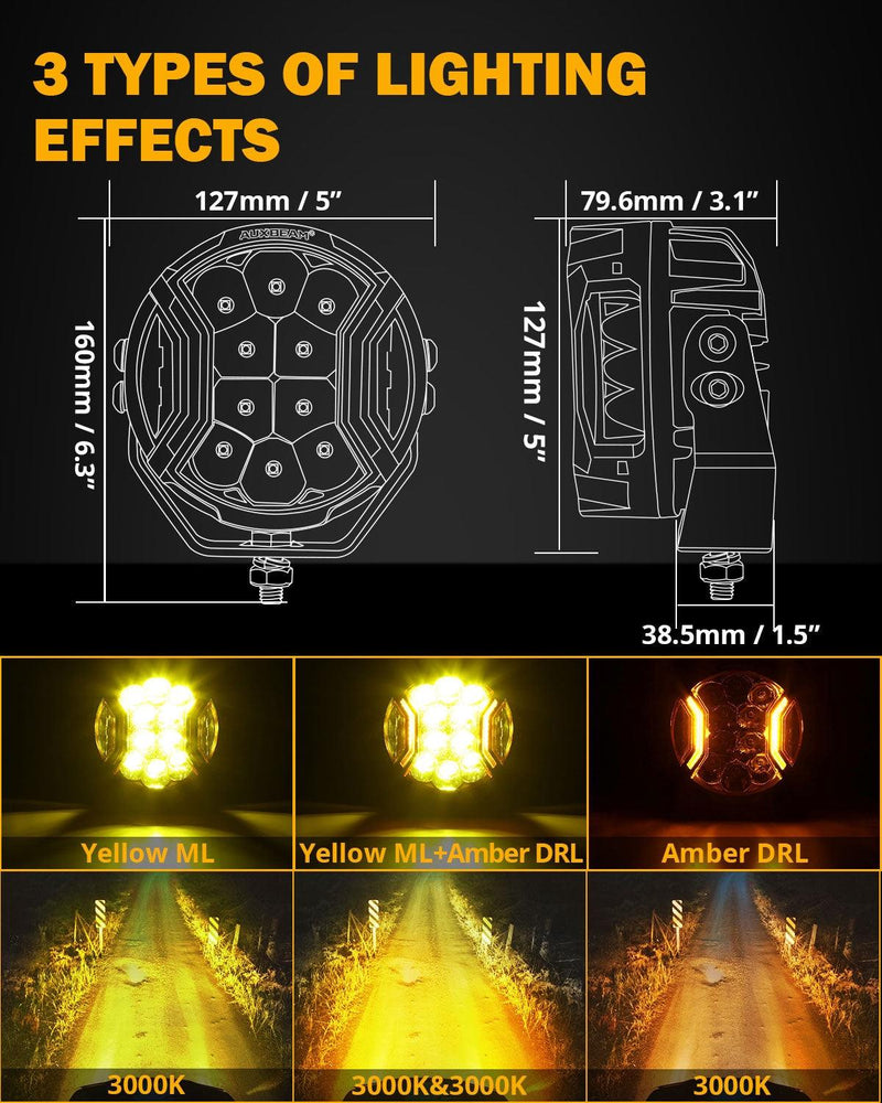 Load image into Gallery viewer, V-ULTRA Series 6/8 Pcs 5 Inch 172W LED Side Shooter Amber DRL with Power Harness
